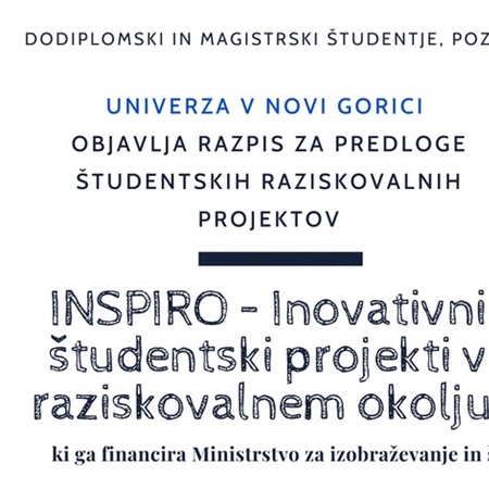 INSPIRO – Inovativni študentski projekti v raziskovalnem okolju, UNI NG