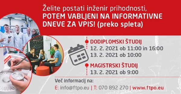 Informativni dan FTPO - 1. stopnja, 12. 2. 2021, 11:00